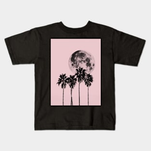 Palms, Pink, Moon, Fashion art, Fashion print, Scandinavian art, Modern art, Wall art, Print, Minimalistic, Modern Kids T-Shirt